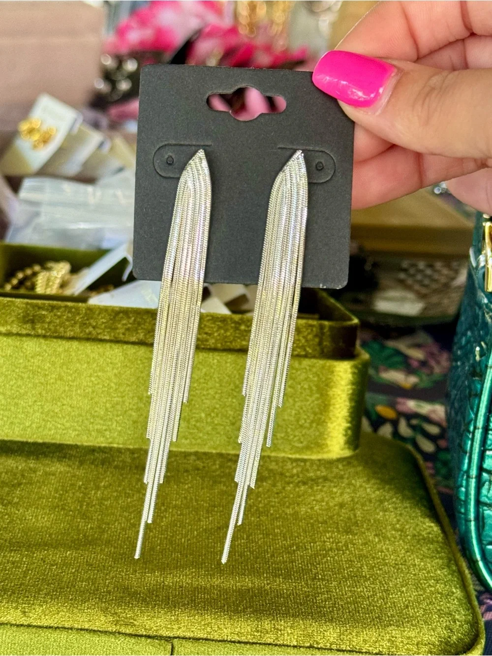 Silver Dangle Earrings Long Silver Strings Earrings New